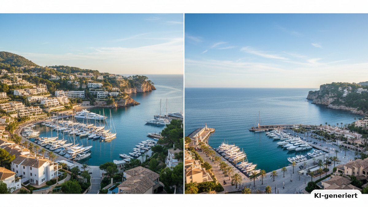 KI-generiertes Bild: Port D’Andratx und Puerto Portals – Mallorcas Luxusseite