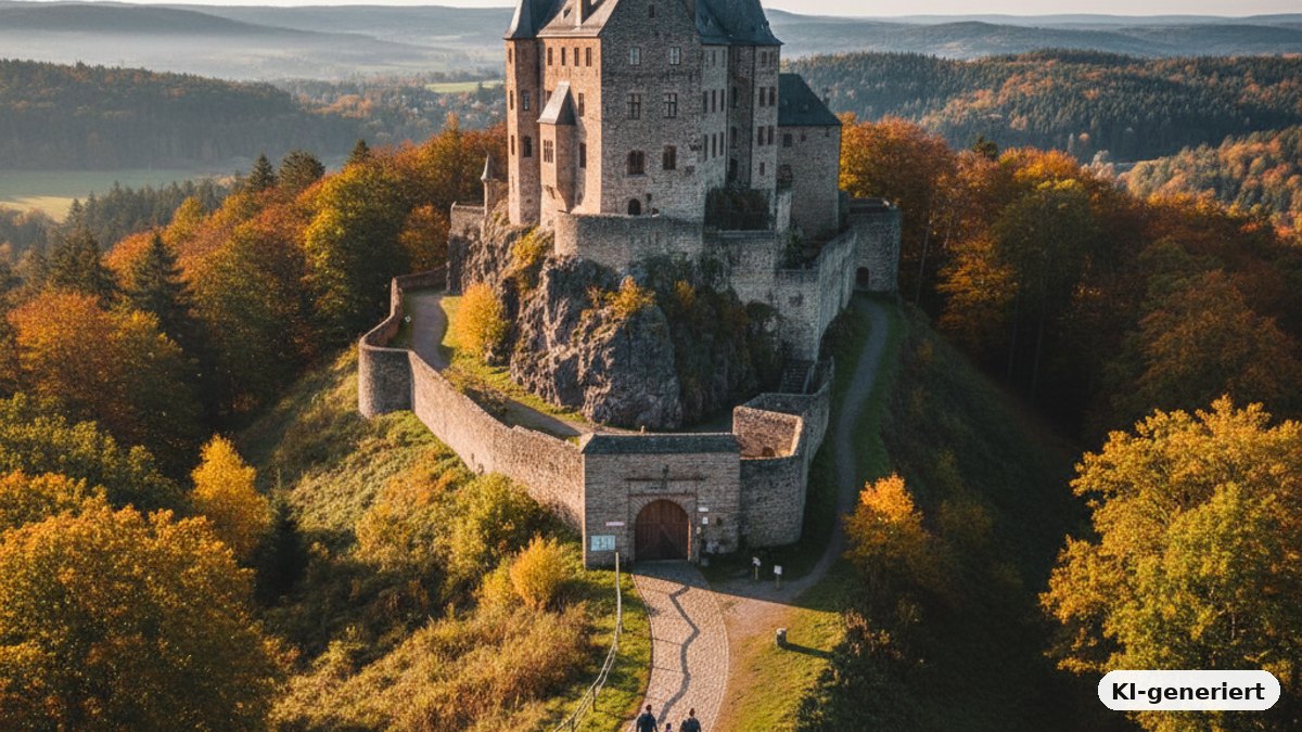 KI-generiertes Bild: Familien-Ausflugstipp in Sachsen: Burg Scharfenstein