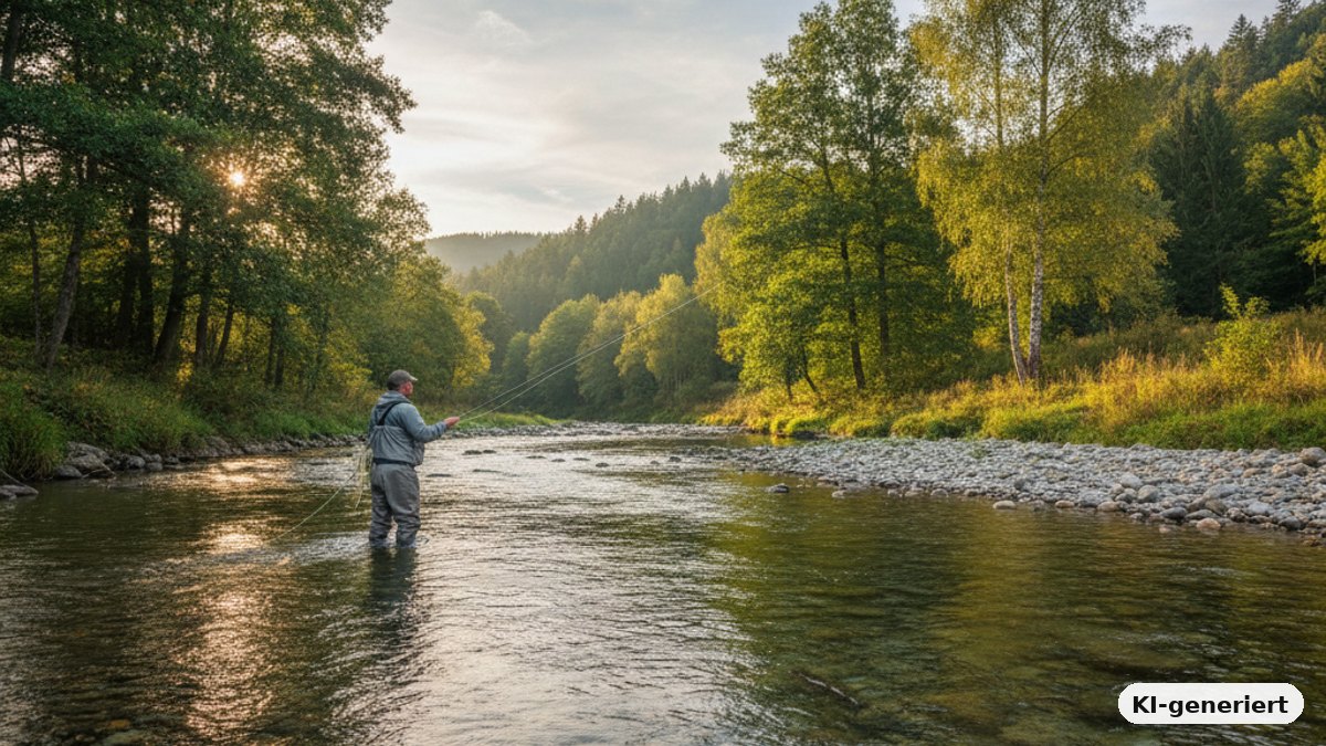 KI-generiertes Bild: Forellen Angeln in NRW. Hier sind die Hotspots!