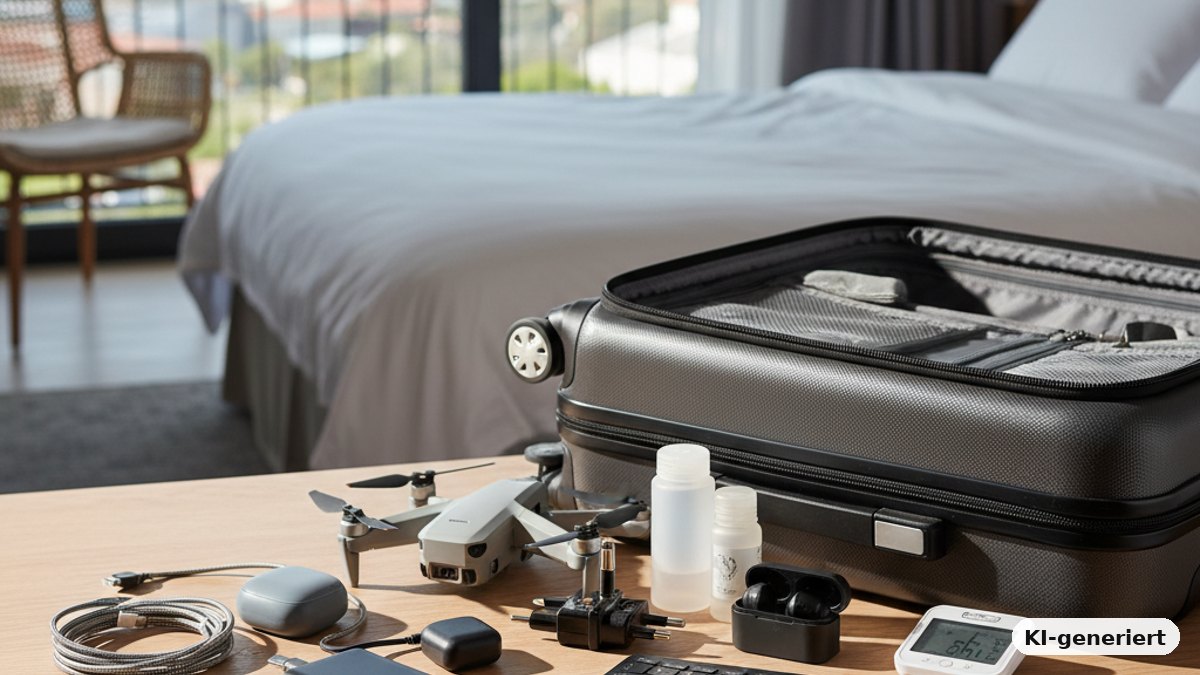 KI-generiertes Bild: Gadgets für den Reisekoffer