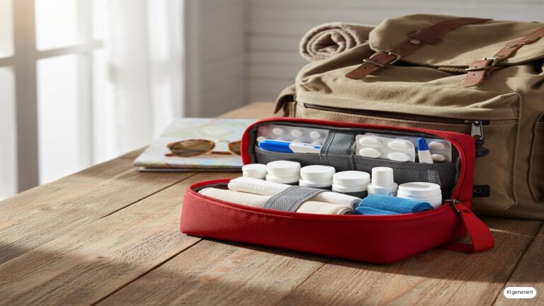 Reiseapotheke zusammenstellen: Checkliste für Fernreisen – KI-generiertes Symbolbild