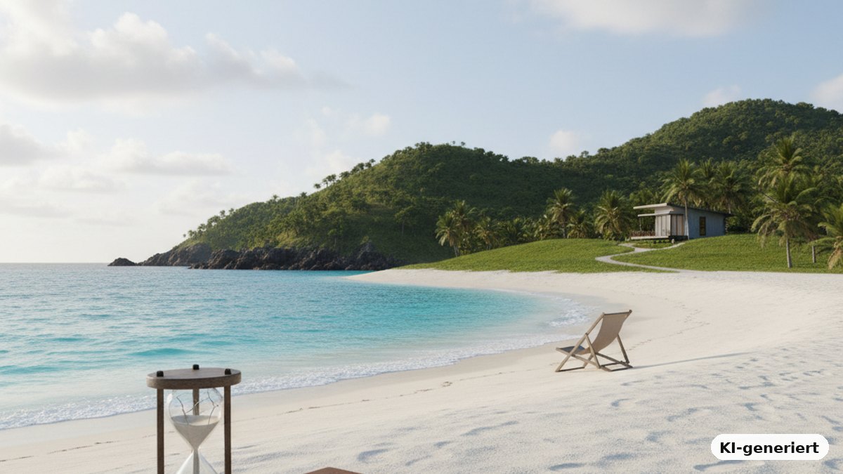 KI-generiertes Bild: Urlaub und die Zeiterfassung. Wie gehen Unternehmer mit Urlaub um?